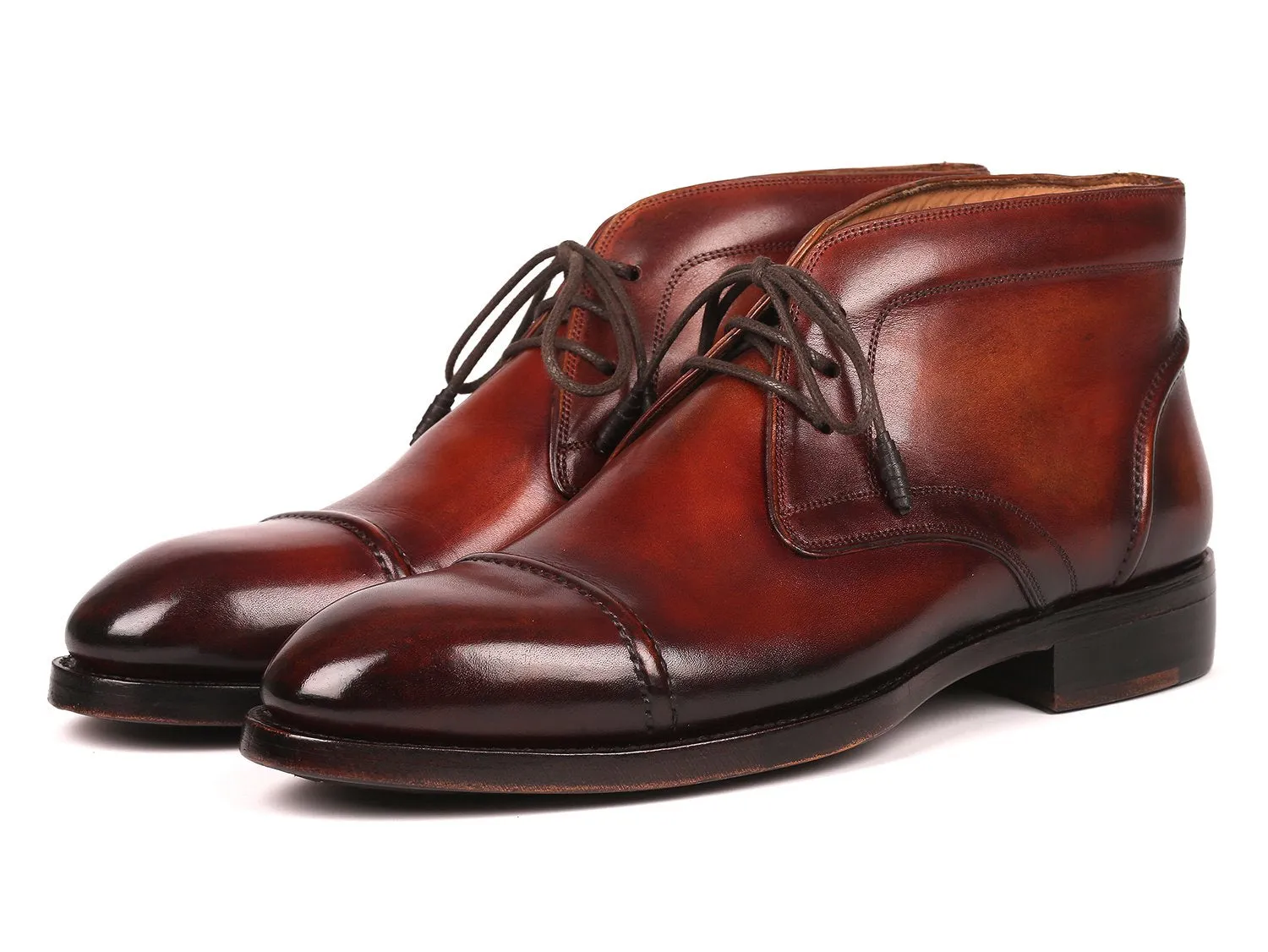 Paul Parkman Schuhe Paul Parkman Herren Cap Toe Chukka Stiefel in Braun