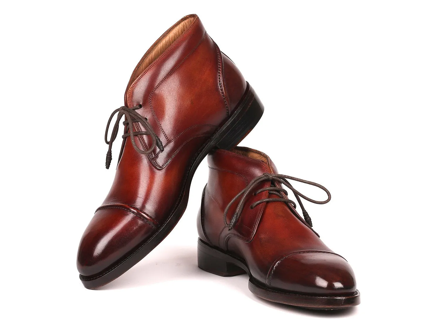 Paul Parkman Schuhe Paul Parkman Herren Cap Toe Chukka Stiefel in Braun