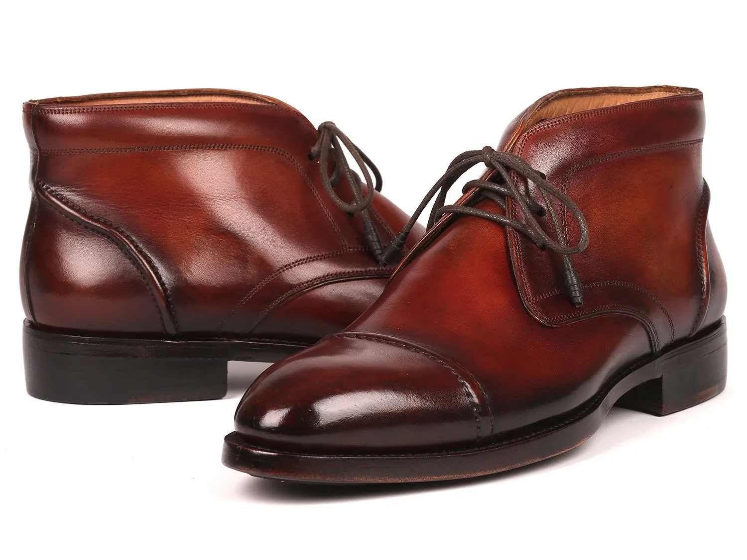 Paul Parkman Schuhe Paul Parkman Herren Cap Toe Chukka Stiefel in Braun