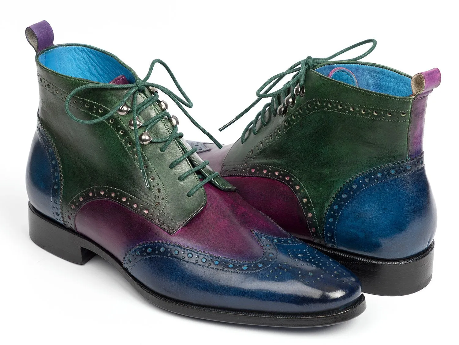 Paul Parkman Schuhe Paul Parkman Herren Wingtip Knöchelstiefel in Blau, Lila & Grün