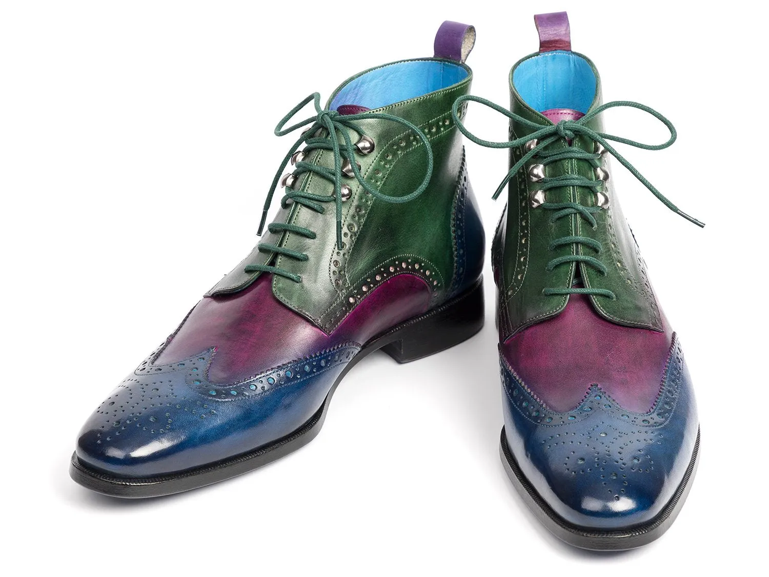 Paul Parkman Schuhe Paul Parkman Herren Wingtip Knöchelstiefel in Blau, Lila & Grün