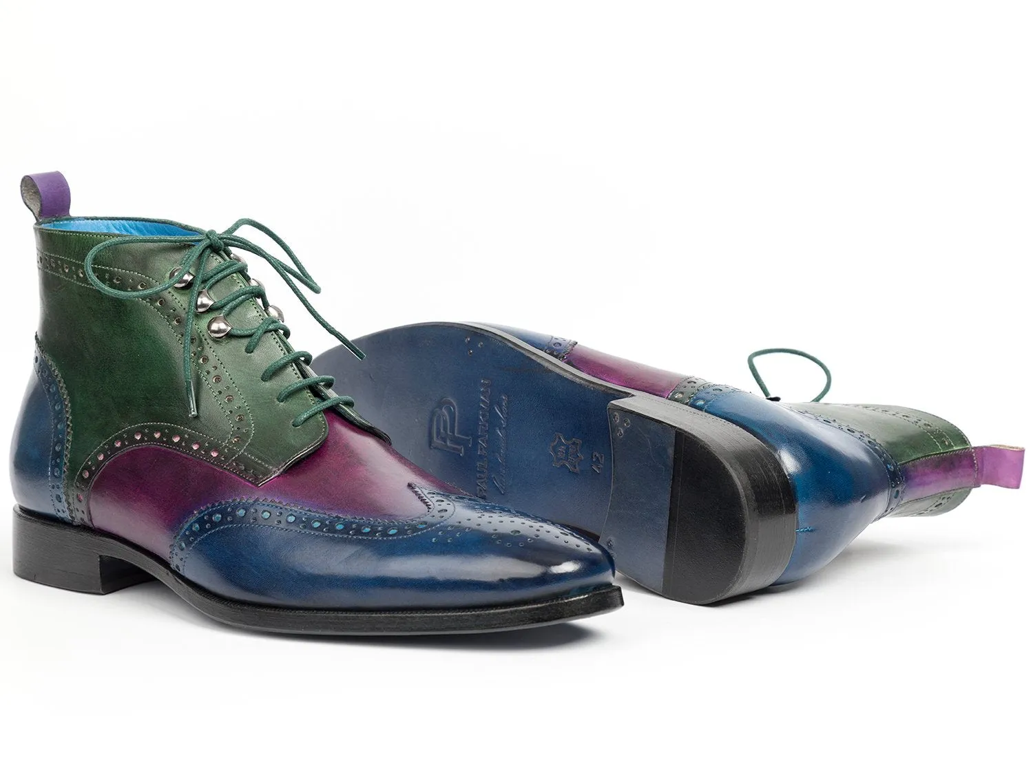 Paul Parkman Schuhe Paul Parkman Herren Wingtip Knöchelstiefel in Blau, Lila & Grün