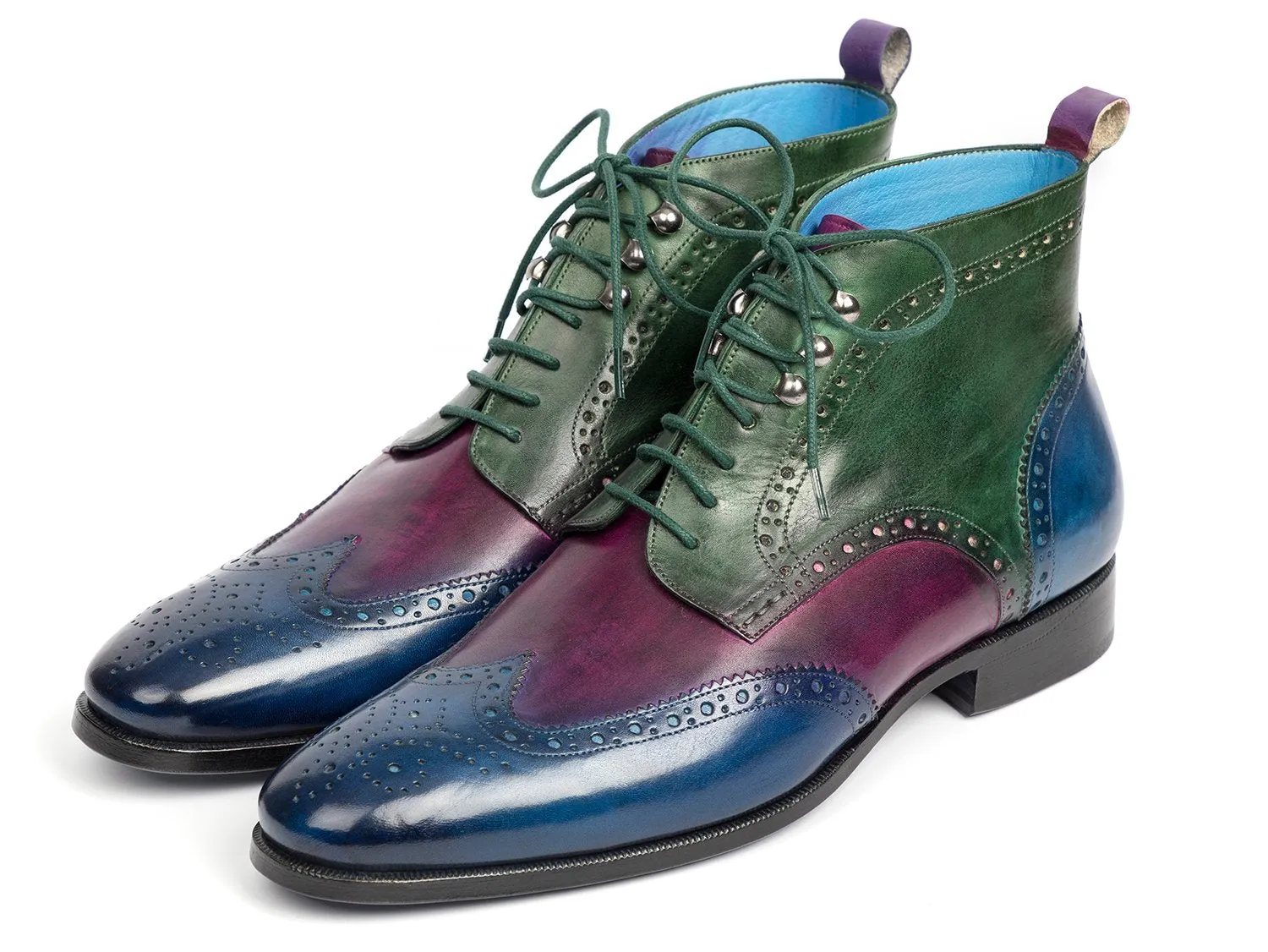 Paul Parkman Schuhe Paul Parkman Herren Wingtip Knöchelstiefel in Blau, Lila & Grün