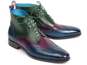Paul Parkman Schuhe Paul Parkman Herren Wingtip Knöchelstiefel in Blau, Lila & Grün