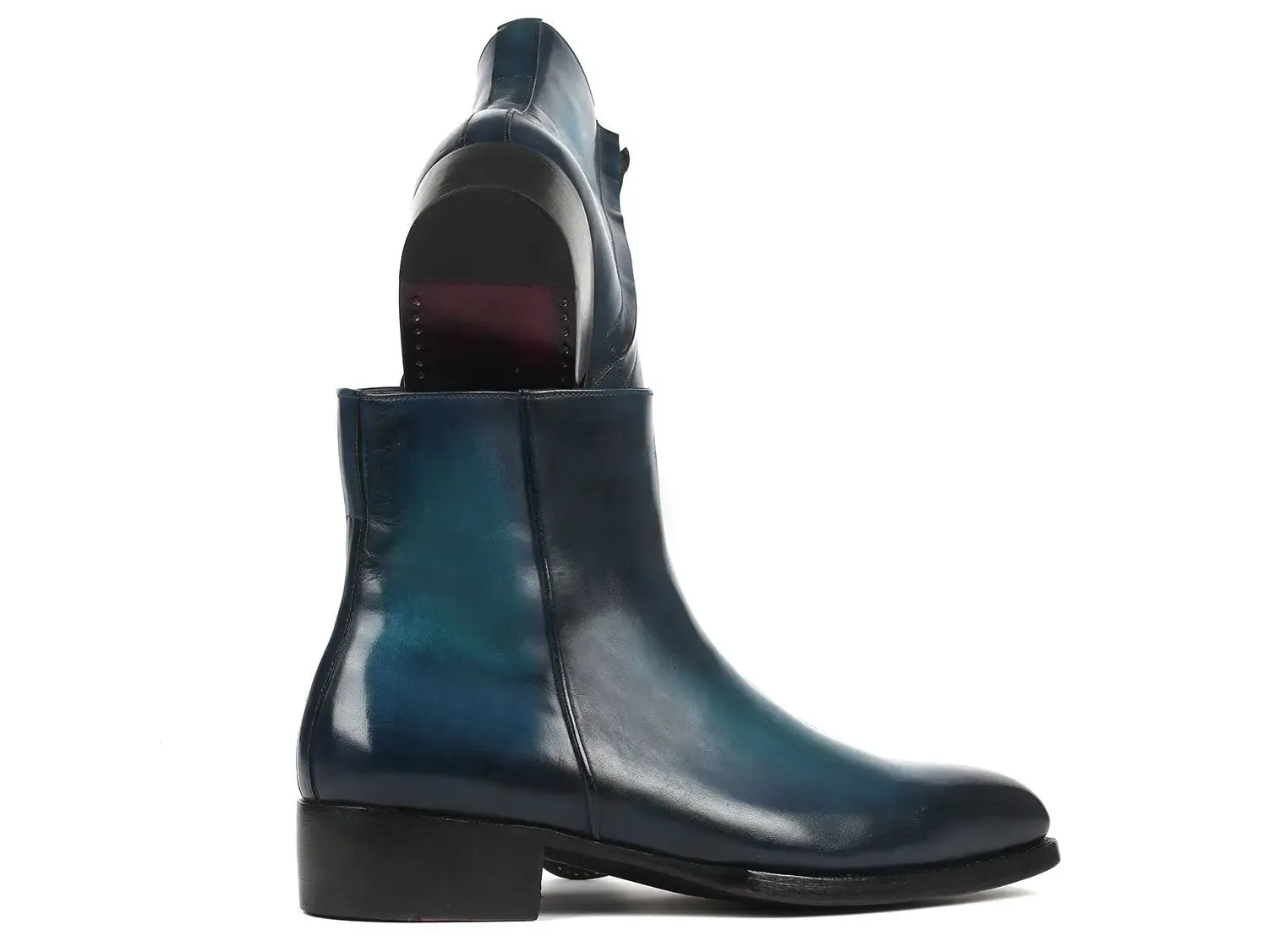 Paul Parkman Schuhe Paul Parkman Stiefel mit Seitlichem Reißverschluss Goodyear-Brandsohle in Blau Hochglanz