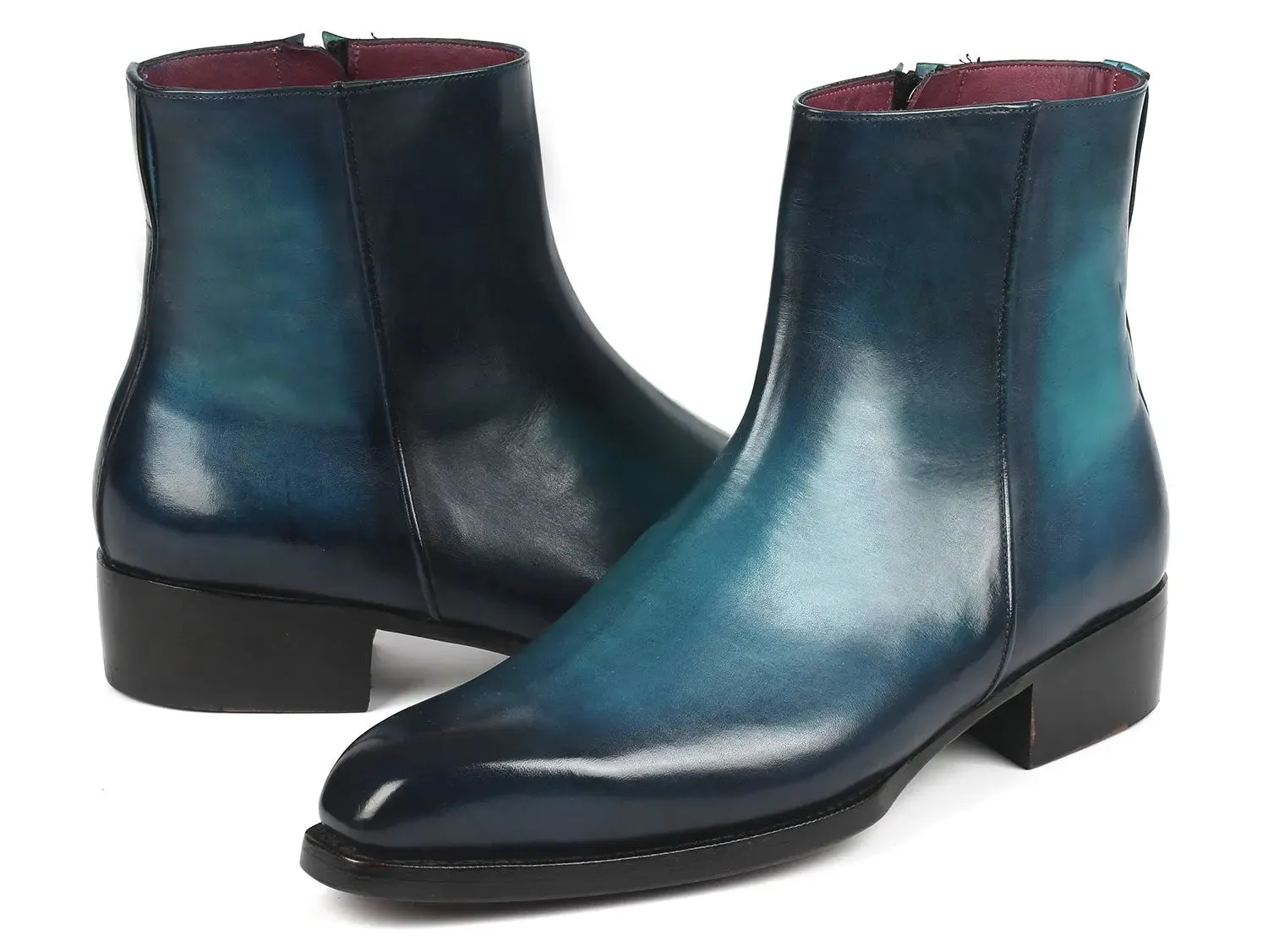 Paul Parkman Schuhe Paul Parkman Stiefel mit Seitlichem Reißverschluss Goodyear-Brandsohle in Blau Hochglanz