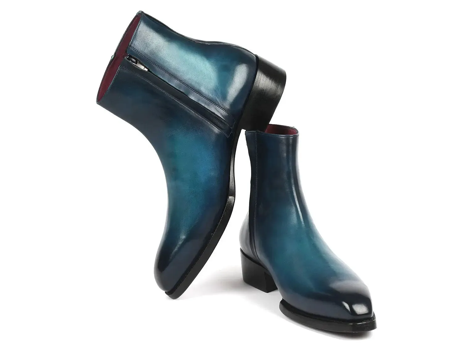 Paul Parkman Schuhe Paul Parkman Stiefel mit Seitlichem Reißverschluss Goodyear-Brandsohle in Blau Hochglanz