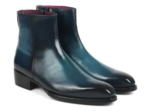 Paul Parkman Schuhe Paul Parkman Stiefel mit Seitlichem Reißverschluss Goodyear-Brandsohle in Blau Hochglanz