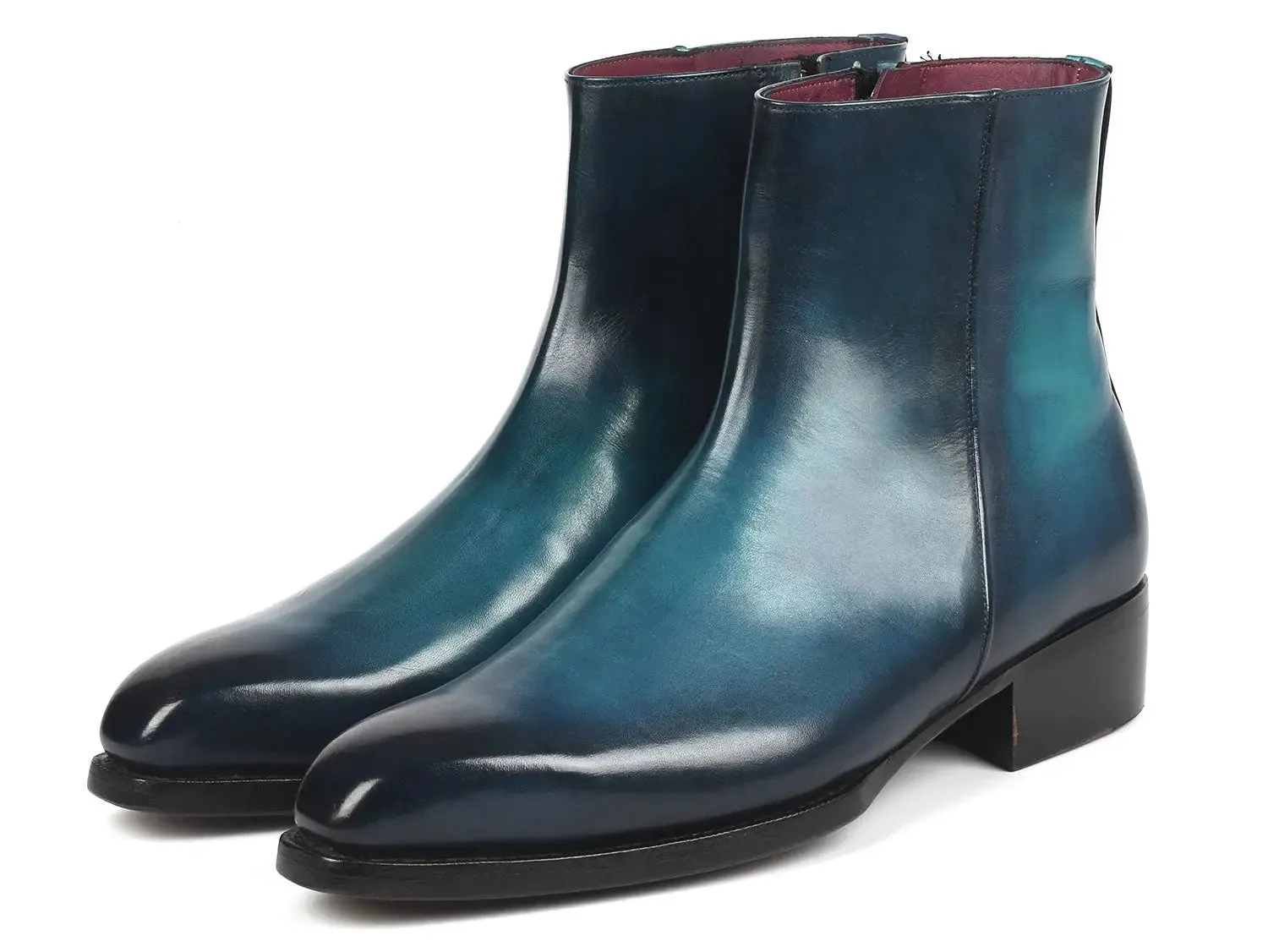 Paul Parkman Schuhe Paul Parkman Stiefel mit Seitlichem Reißverschluss Goodyear-Brandsohle in Blau Hochglanz