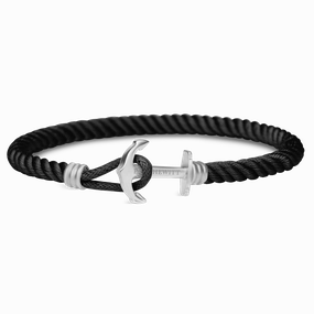 Paul Hewitt Phrep Lite Nylon Silver / Black Bracelet - M hand-chain-bracelet  