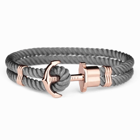 Paul Hewitt Phrep Nylon Rose Gold / Grey Bracelet - M hand-chain-bracelet  