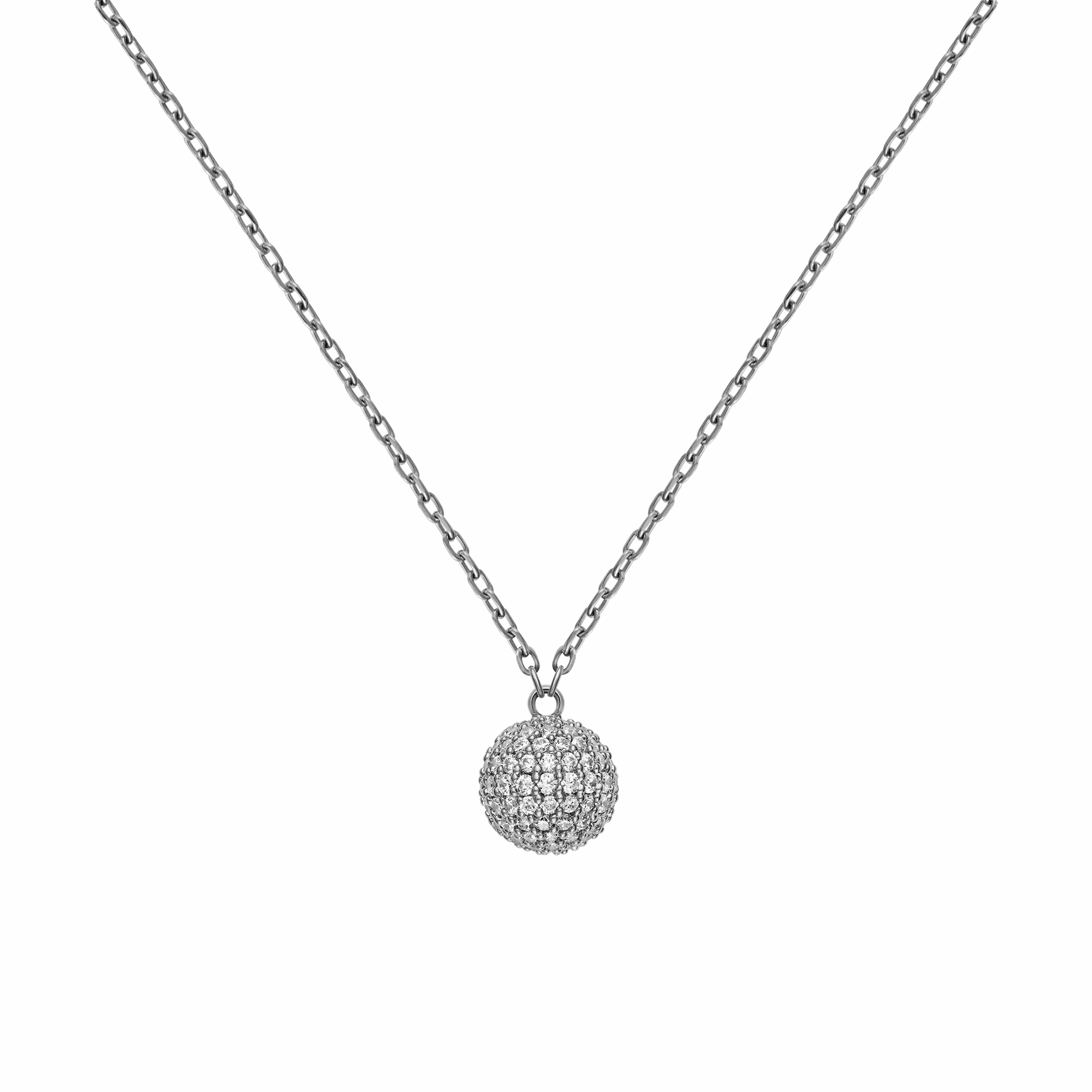 Pav?? Crystal Pendant Necklace Silver