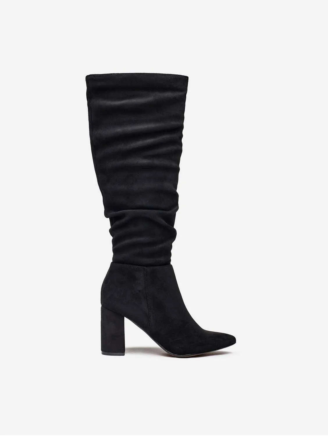 Peach Damen Vegane Wildleder Stiefel Kniehoch | Schwarz