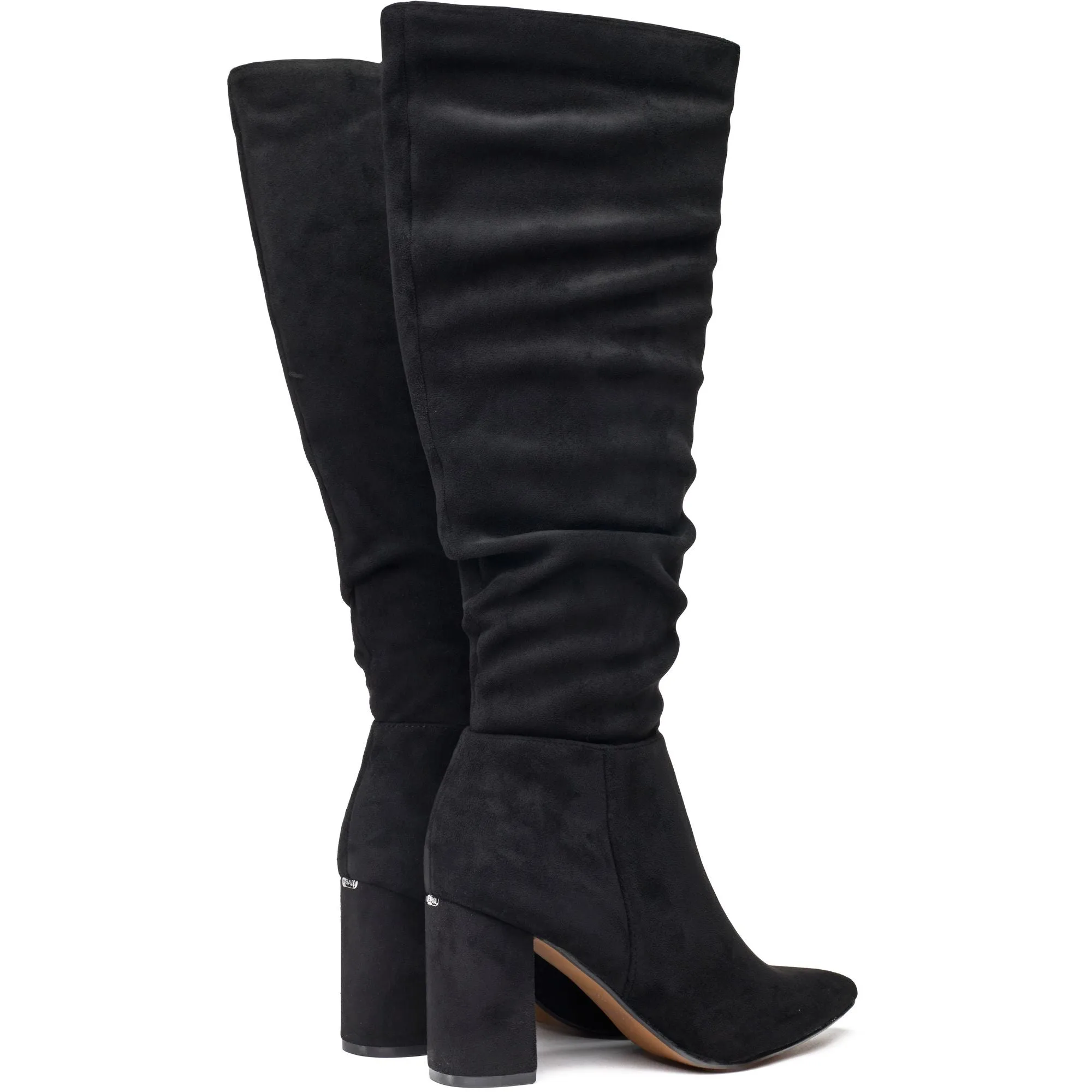 Peach Damen Vegane Wildleder Stiefel Kniehoch | Schwarz