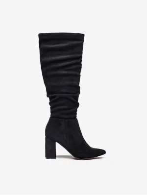 Peach Damen Vegane Wildleder Stiefel Kniehoch | Schwarz