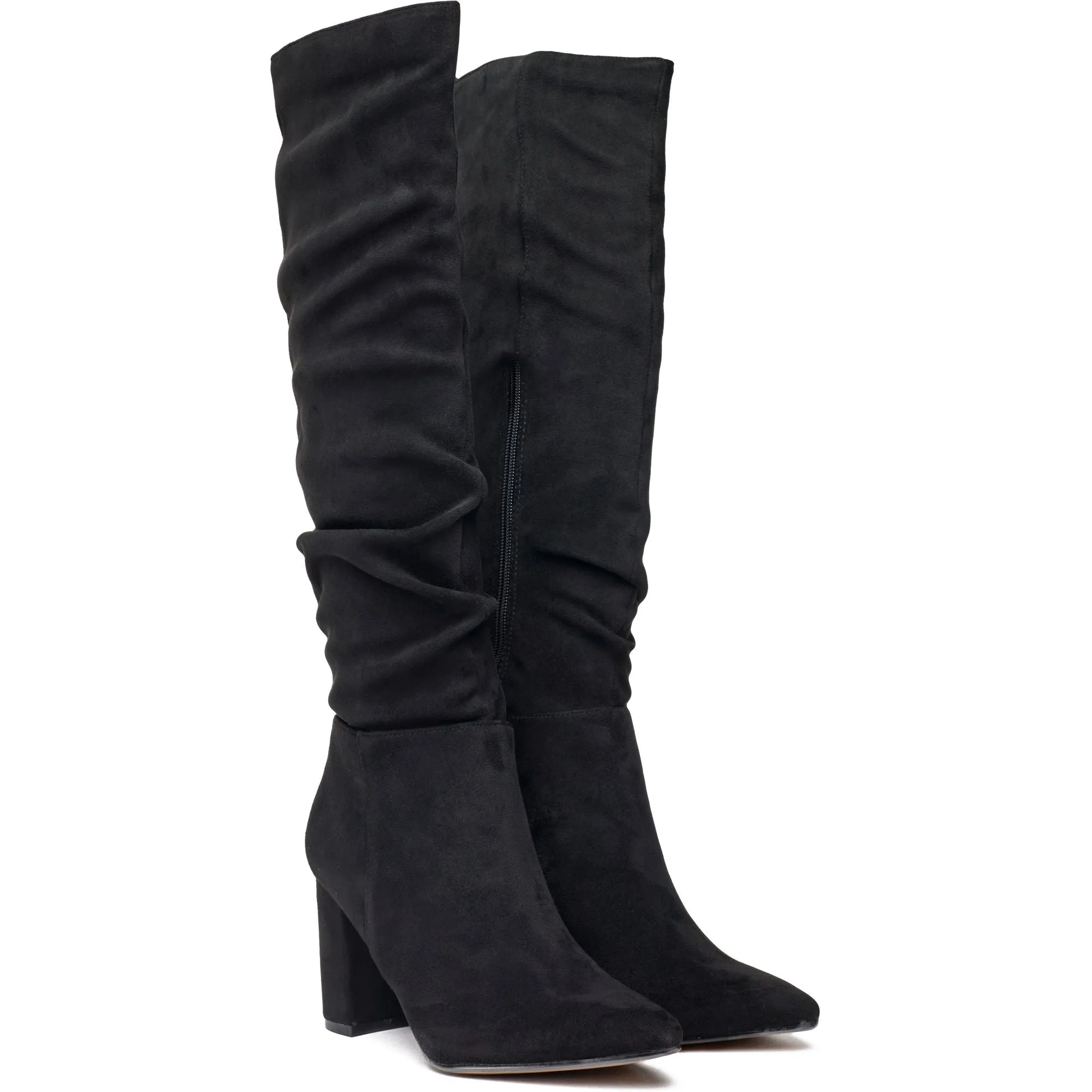 Peach Damen Vegane Wildleder Stiefel Kniehoch | Schwarz