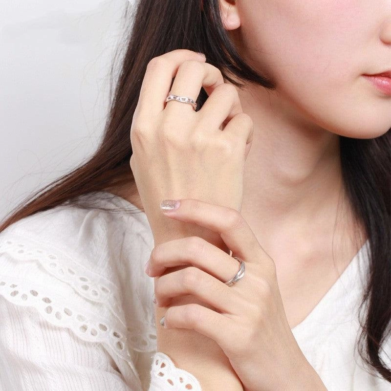 Peach Blossom Sterling Silver Couple Ring