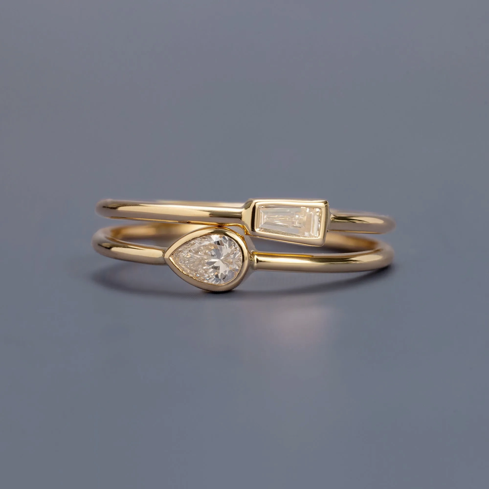 Pear Diamond Stacking Ring | Yellow Gold