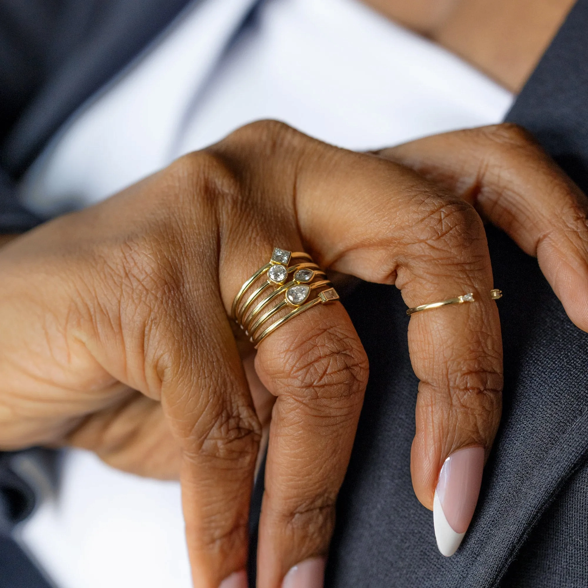 Pear Diamond Stacking Ring | Yellow Gold