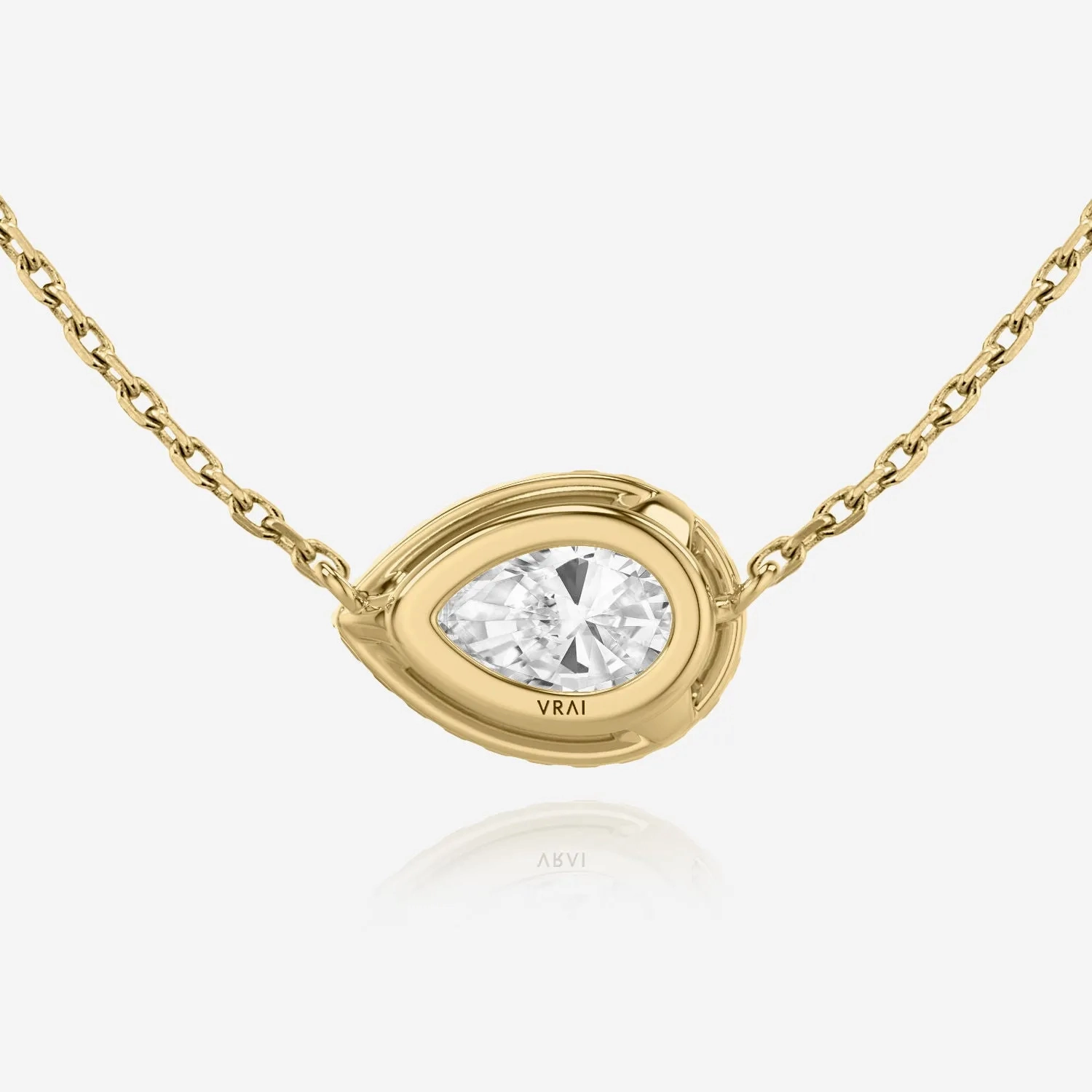 Pear Halo 14K Gold Necklace w. Lab-Grown Diamonds