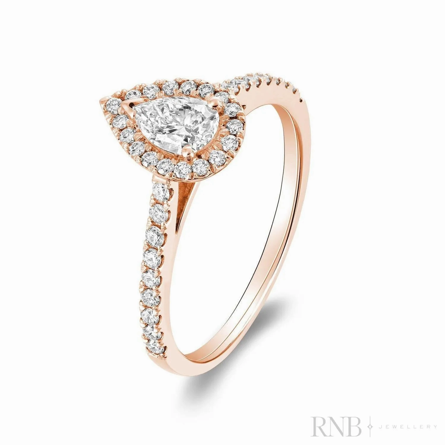 Pear Shape Halo Diamond Engagement Ring