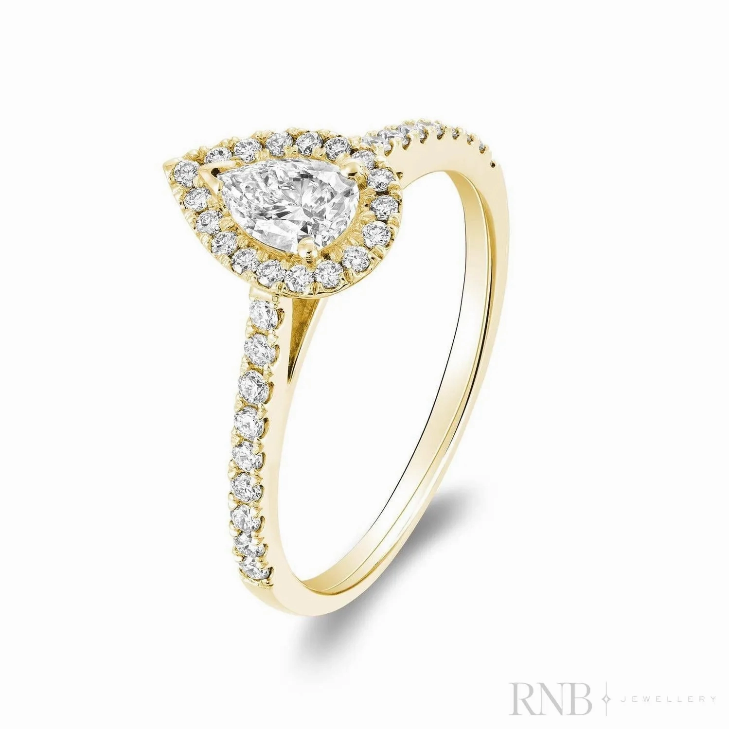 Pear Shape Halo Diamond Engagement Ring
