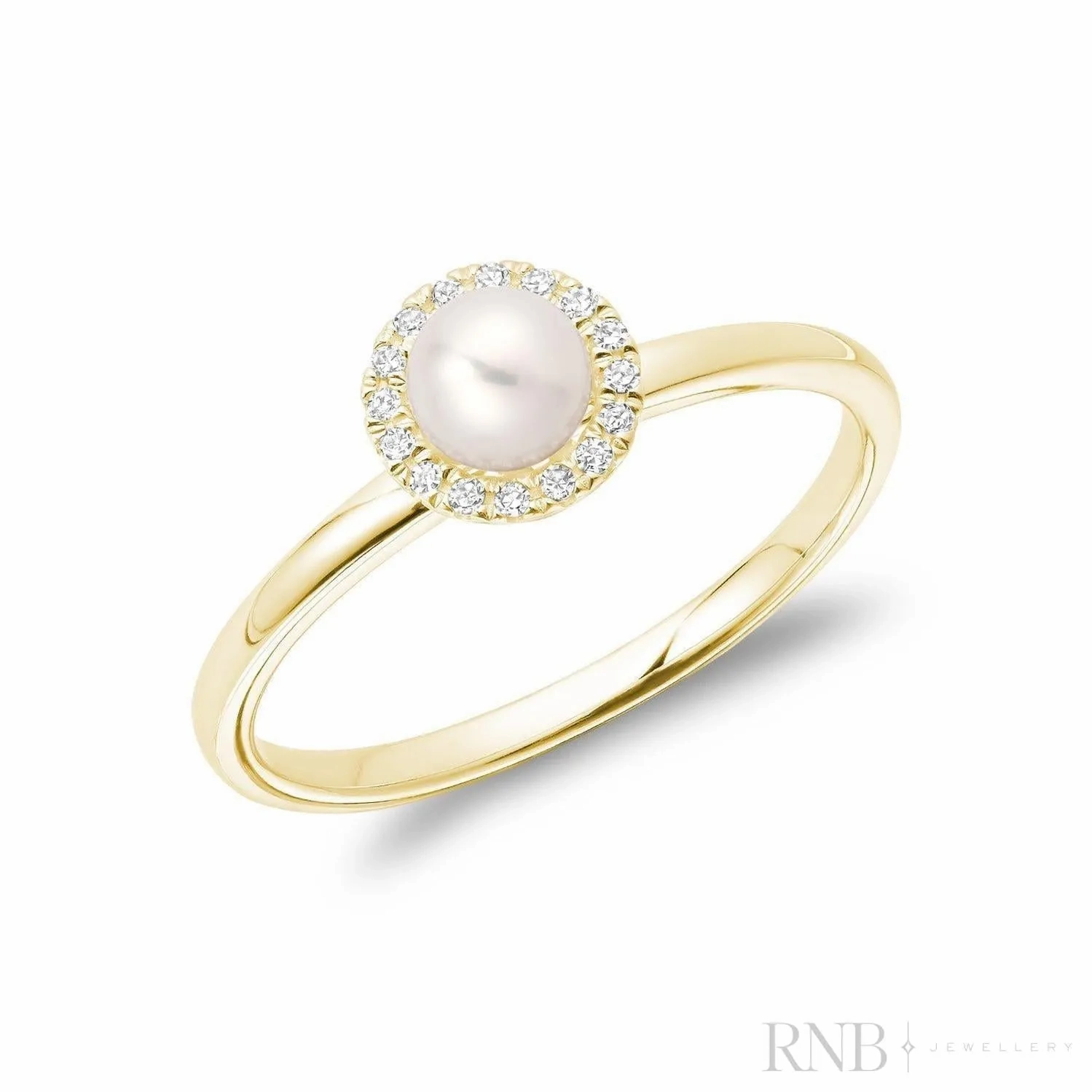 Pearl &amp; Halo Diamond Ring