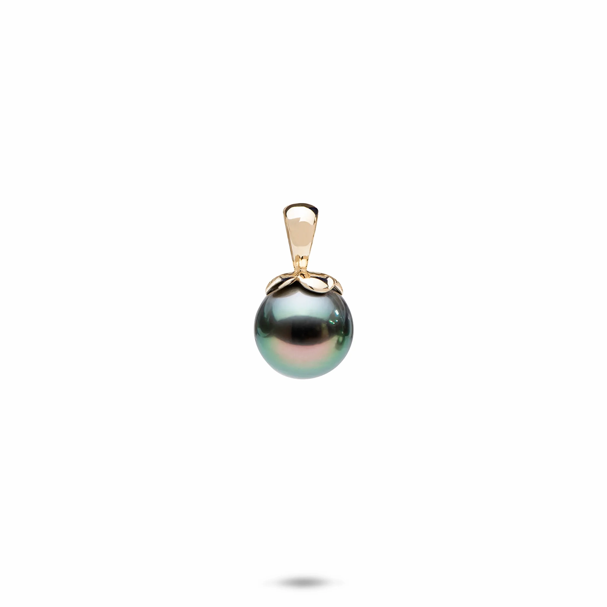 Pearls in Bloom Plumeria Tahitian Black Pearl Pendant in Gold - 8-9mm