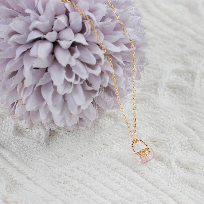 Pendant S925 Sterling Silver Gilded Charm Purple Gold Stone