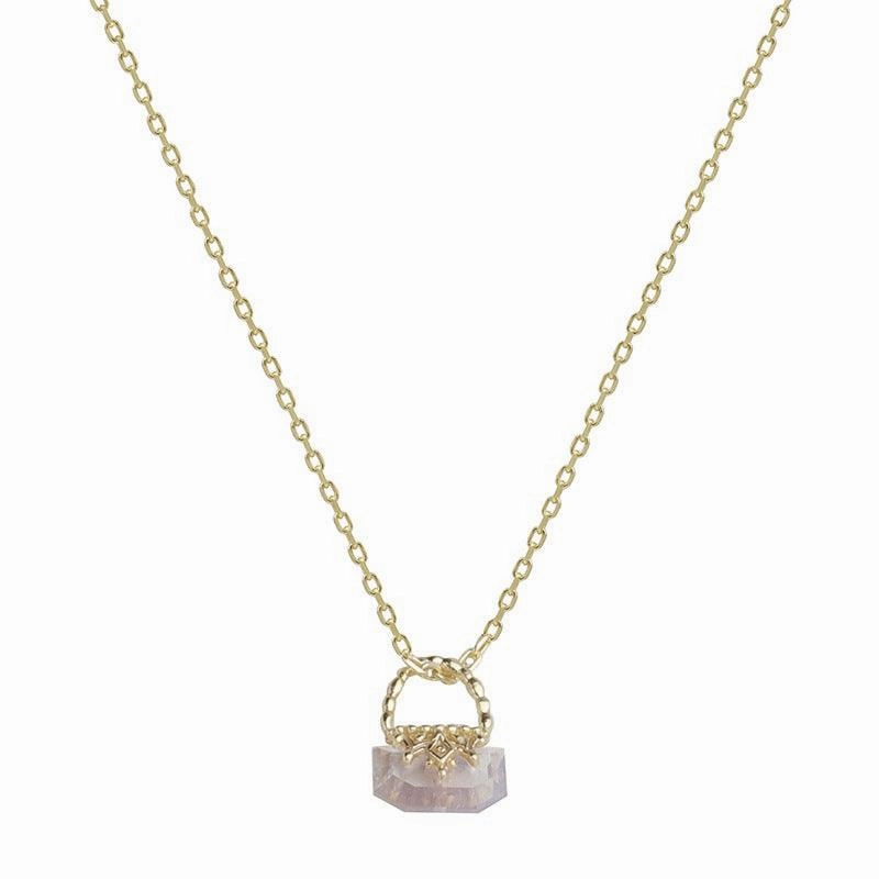 Pendant S925 Sterling Silver Gilded Charm Purple Gold Stone