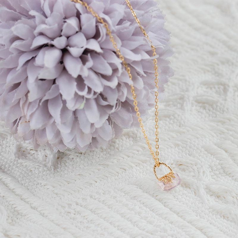Pendant S925 Sterling Silver Gilded Charm Purple Gold Stone