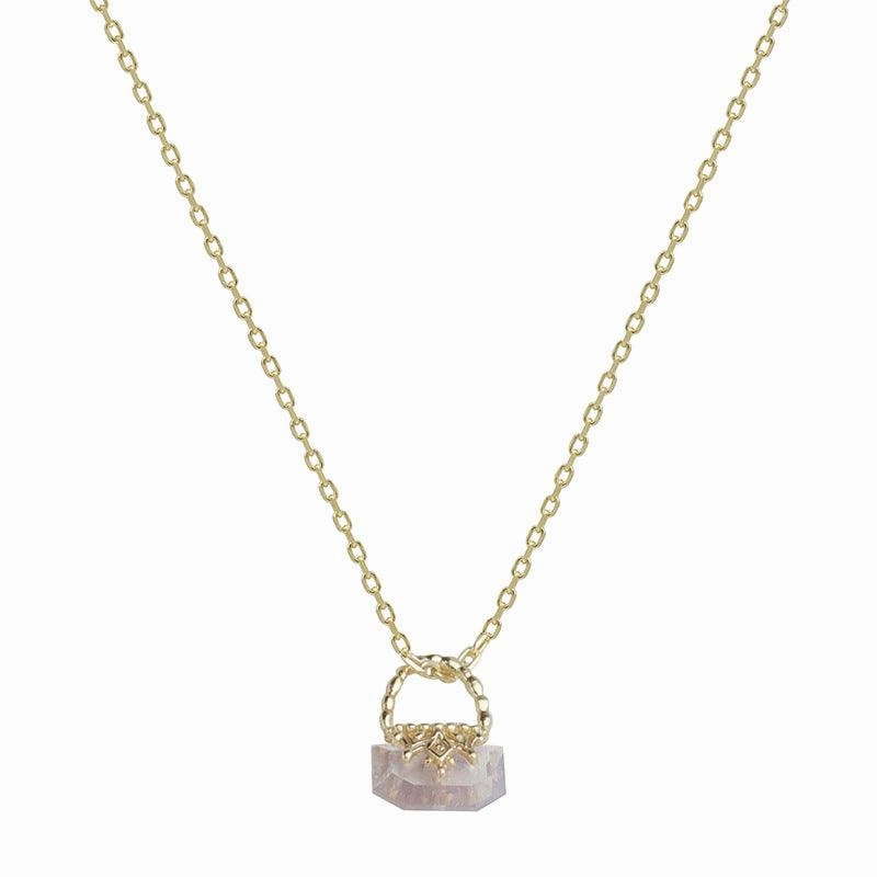 Pendant S925 Sterling Silver Gilded Charm Purple Gold Stone