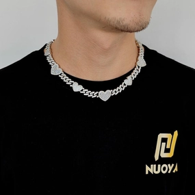 Personality Cuban Link Chain Dignified Sense Of Design Heart Clavicle Chain 