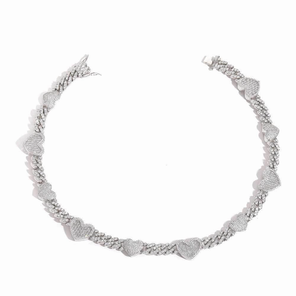 Personality Cuban Link Chain Dignified Sense Of Design Heart Clavicle Chain