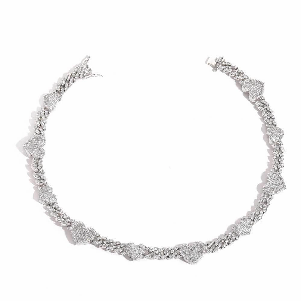 Personality Cuban Link Chain Dignified Sense Of Design Heart Clavicle Chain