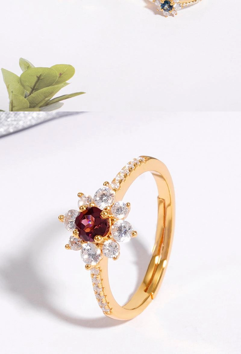 Personalized Inlaid Natural Stone Color Gemstone Ring For Women