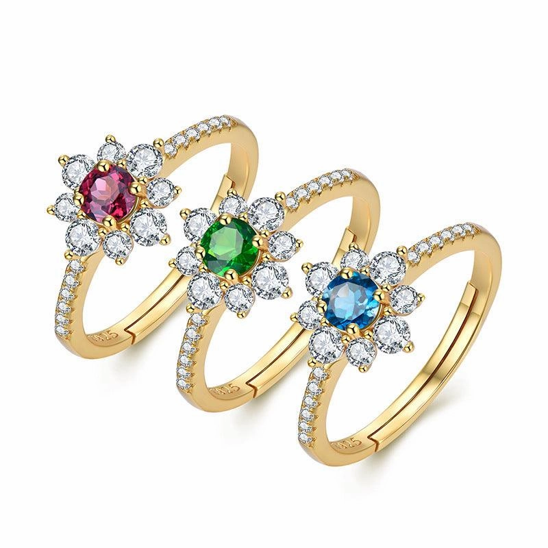 Personalized Inlaid Natural Stone Color Gemstone Ring For Women