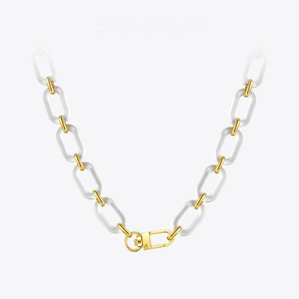 Personalized Simple Transparent Acrylic Metal Square Buckle Necklace