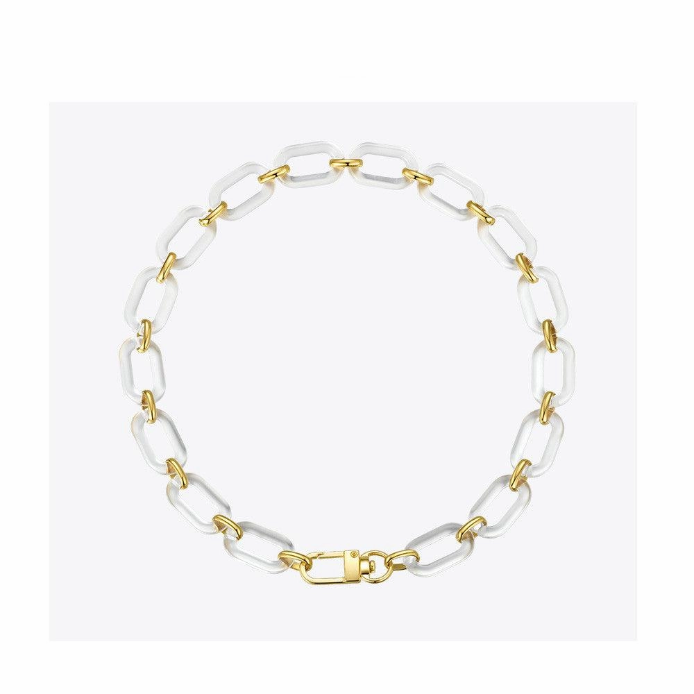 Personalized Simple Transparent Acrylic Metal Square Buckle Necklace