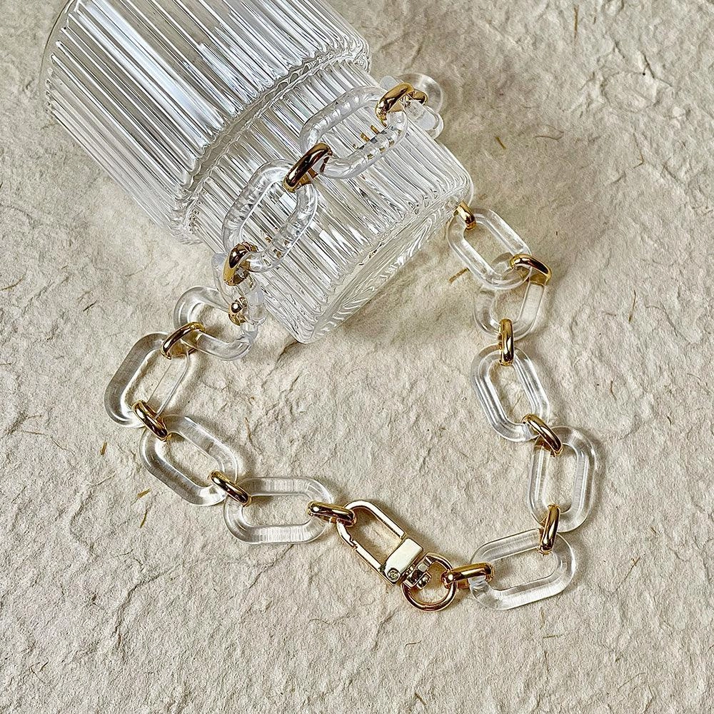 Personalized Simple Transparent Acrylic Metal Square Buckle Necklace