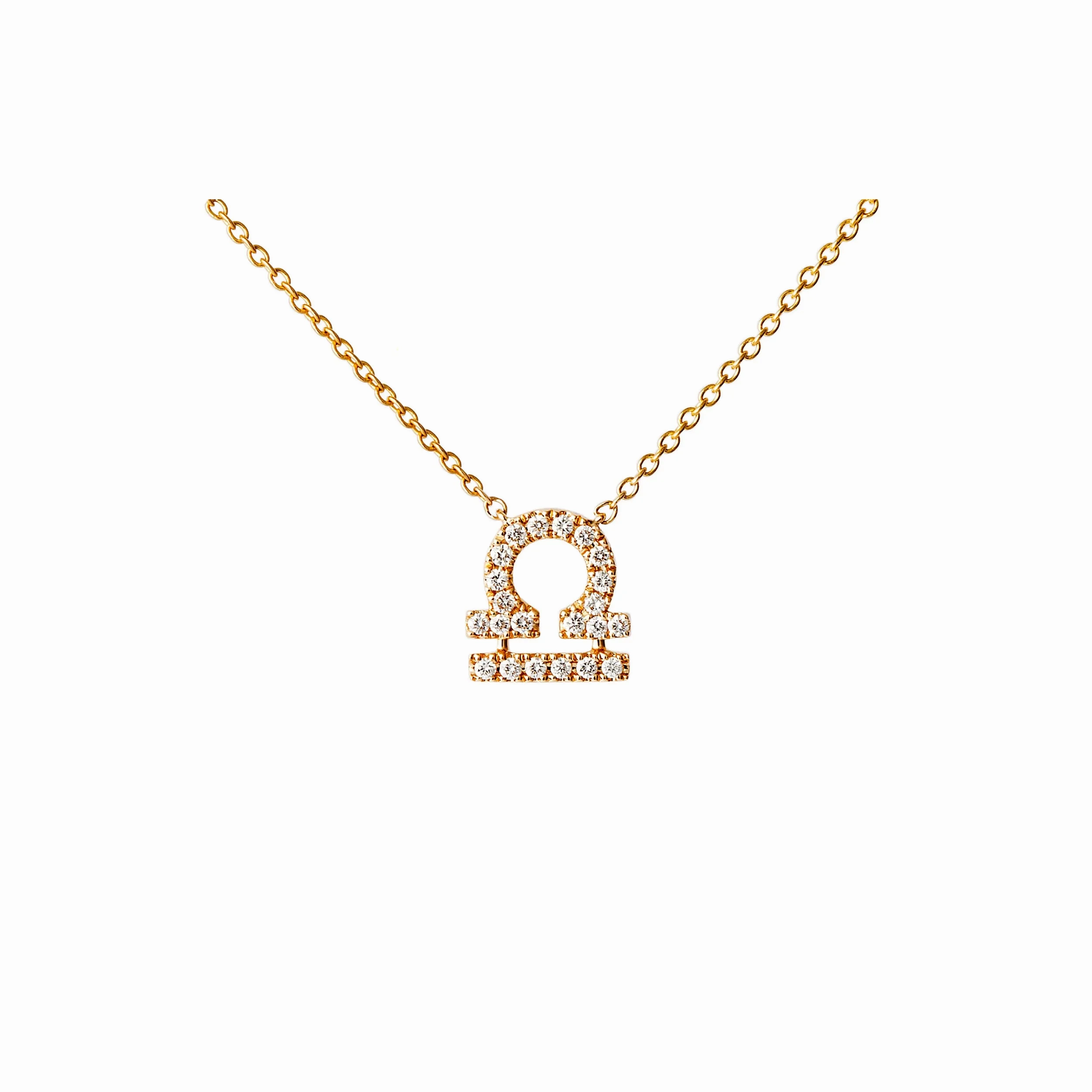 Petit Sign Libra 18K Gold Necklace w. Diamonds