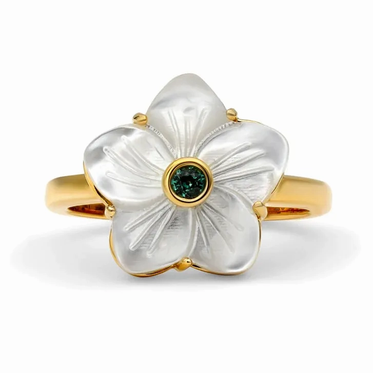 Petite Carved Alexandrite Flora Ring