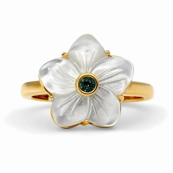 Petite Carved Alexandrite Flora Ring