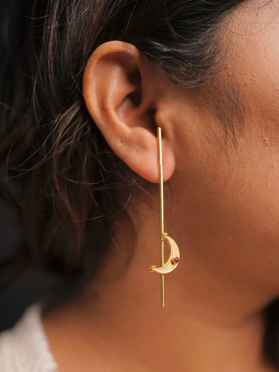 Pink Color Gold Plated Temple Earrings - TR-EAR59P