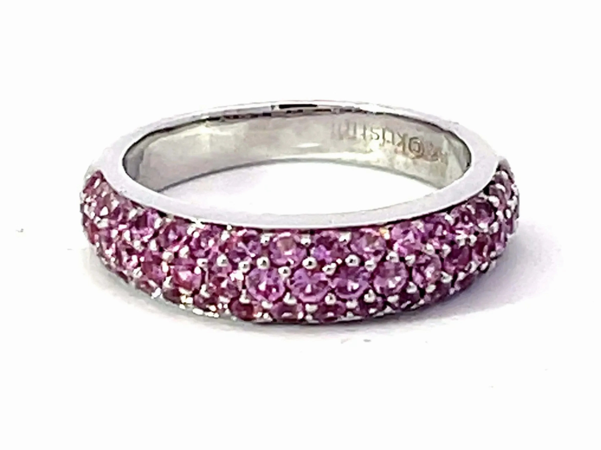 Pink Sapphire Dome Ring in 14K White Gold