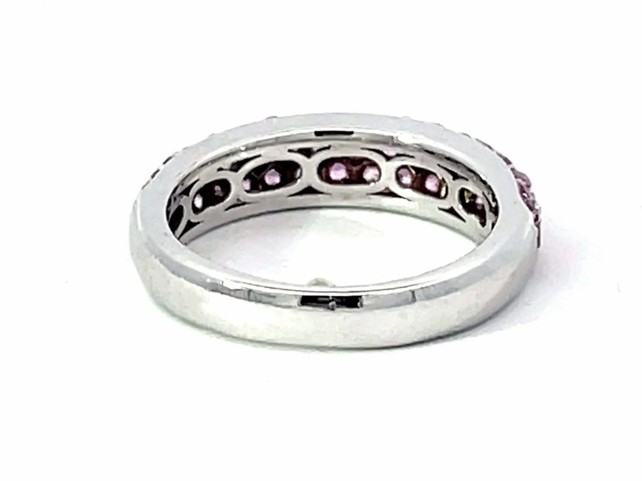 Pink Sapphire Dome Ring in 14K White Gold