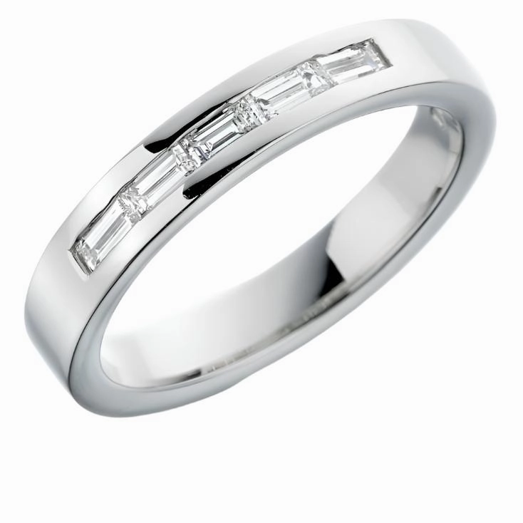 Platinum Channel Set Baguette Cut Diamond Eternity Band texture-diamond  