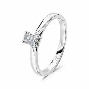 Platinum Emerald Cut Solitaire Diamond Ring texture-diamond  