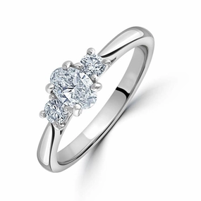 Platinum Oval & Round Brilliant Cut Diamond Trilogy Ring texture-diamond  
