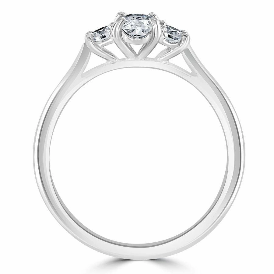 Platinum Oval & Round Brilliant Cut Diamond Trilogy Ring